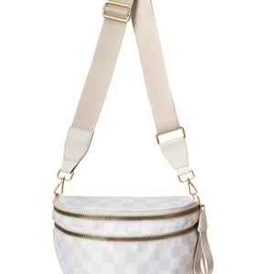 Stylish Cream Checkered Women's Bag